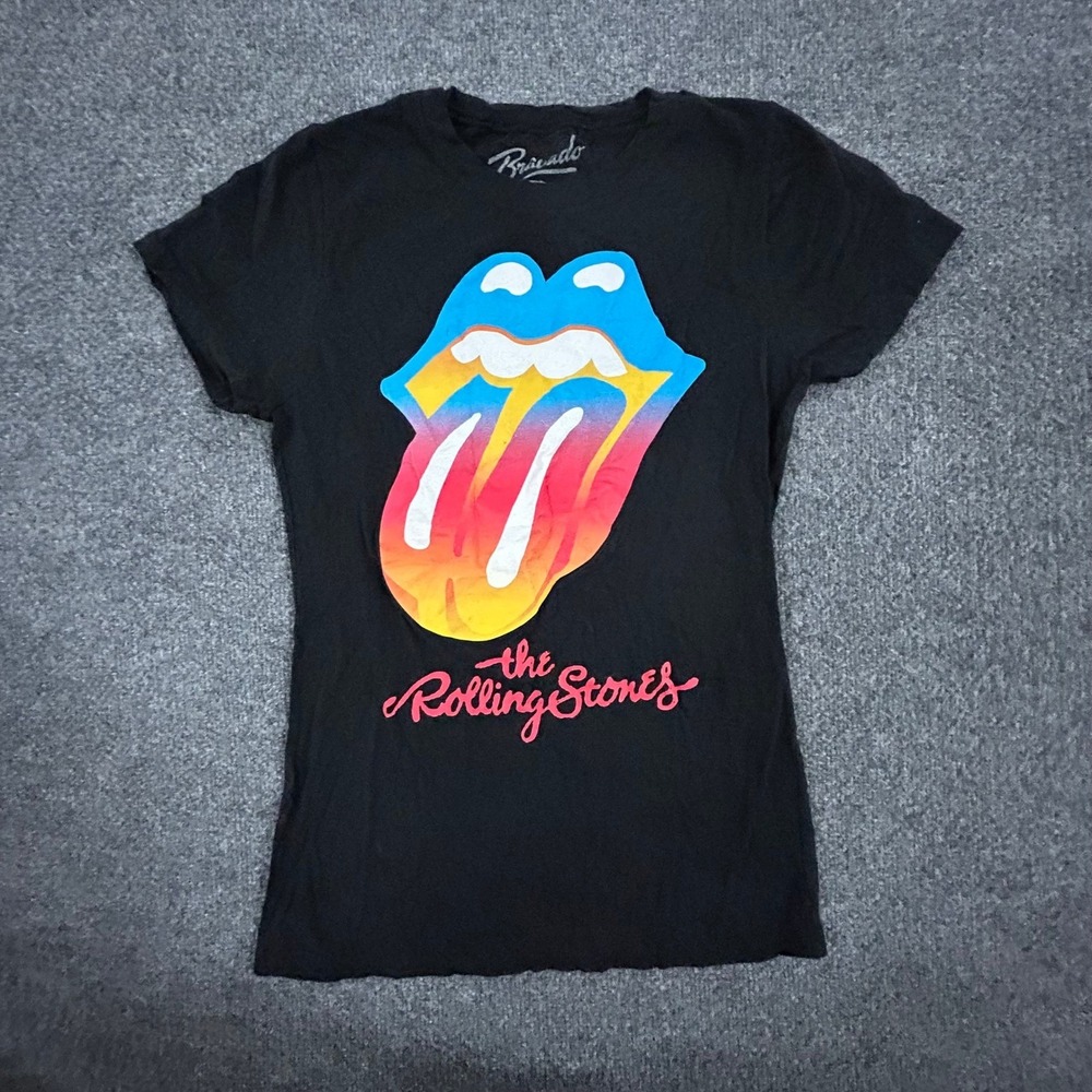 Bravado T-Shirt Womens XL Black Rolling Stones Tongue Graphic Cotton Rock Band